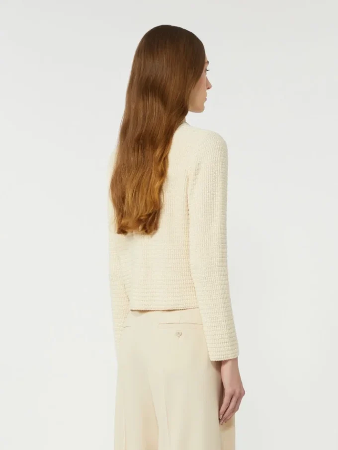 Cropped cotton cardigan, ecru