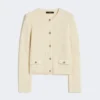 Cropped cotton cardigan, ecru