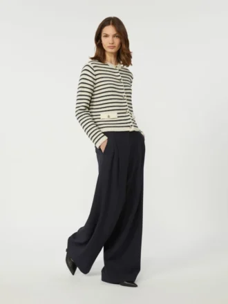 Cropped cotton cardigan, navy