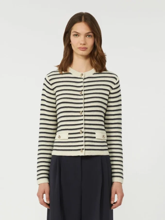 Cropped cotton cardigan, navy Cropped cotton cardigan, navy