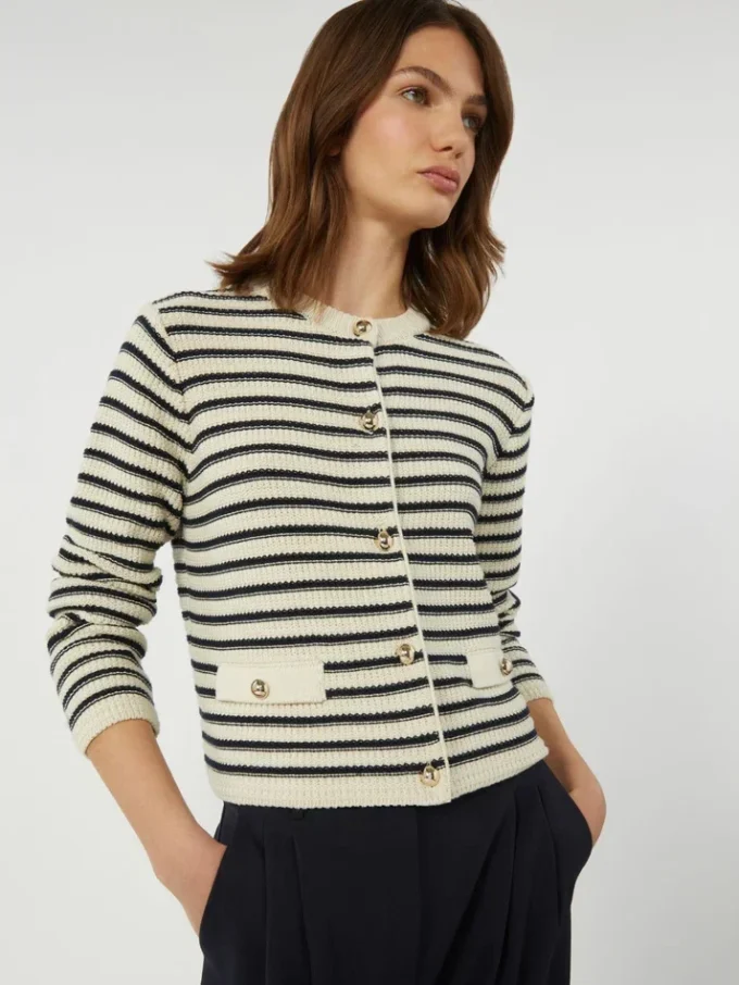 Cropped cotton cardigan, navy Cropped cotton cardigan, navy