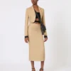 Cropped jacket in linen twill, camel