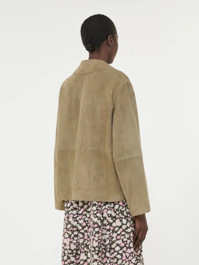 Cropped suede jacket, mud