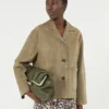 Cropped suede jacket, mud
