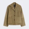 Cropped suede jacket, mud