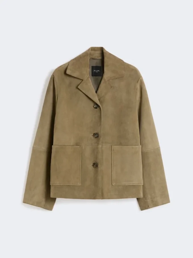 Cropped suede jacket, mud