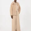 Cropped teddy coat in alpaca and wool, albino Cropped teddy coat in alpaca and wool, albino
