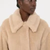 Cropped teddy coat in alpaca and wool, albino Cropped teddy coat in alpaca and wool, albino