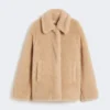 Cropped teddy coat in alpaca and wool, albino Cropped teddy coat in alpaca and wool, albino