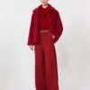 Cropped teddy coat in alpaca and wool, red
