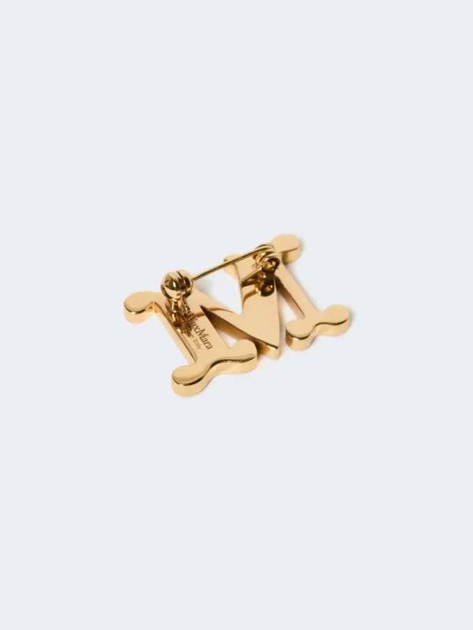 Crystal-adorned monogram brooch, red
