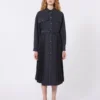 Denim and satin shirt dress, black Denim and satin shirt dress, black
