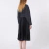 Denim and satin shirt dress, black Denim and satin shirt dress, black