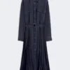 Denim and satin shirt dress, black Denim and satin shirt dress, black