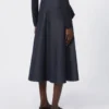 Denim-look cotton midi skirt, midnightblue Denim-look cotton midi skirt, midnightblue