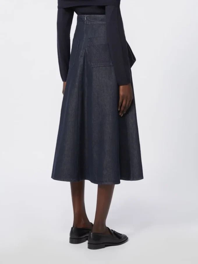 Denim-look cotton midi skirt, midnightblue Denim-look cotton midi skirt, midnightblue