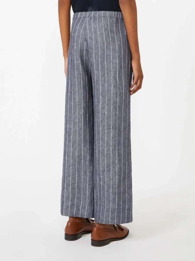 Denim-look pinstripe linen trousers, ultramarine Denim-look pinstripe linen trousers, ultramarine