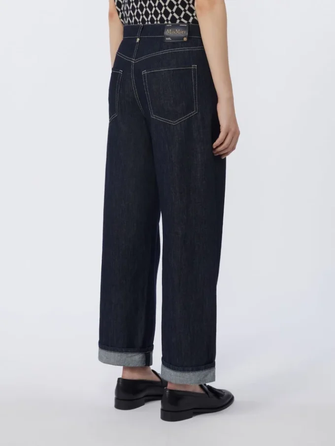 Denim turn-up jeans, ultramarine