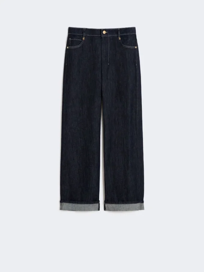 Denim turn-up jeans, ultramarine
