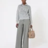 Denim wide-leg trousers, black