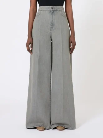Denim wide-leg trousers, black