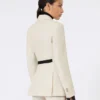 Double-breasted blazer in linen drill, sand