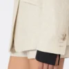 Double-breasted blazer in linen drill, sand