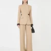 Double-breasted blazer in pure linen natta, camel Double-breasted blazer in pure linen natta, camel