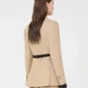 Double-breasted blazer in pure linen natta, camel Double-breasted blazer in pure linen natta, camel