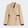 Double-breasted blazer in pure linen natta, camel Double-breasted blazer in pure linen natta, camel