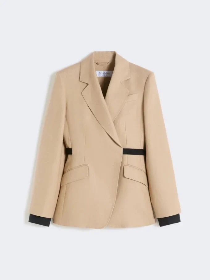 Double-breasted blazer in pure linen natta, camel Double-breasted blazer in pure linen natta, camel