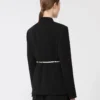 Double-breasted cady jacket with belt, black