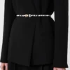 Double-breasted cady jacket with belt, black