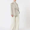Double-breasted cashmere pea coat, sand