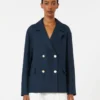 Double-breasted linen jacket, midnightblue