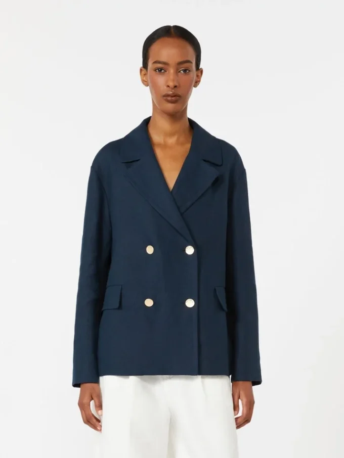 Double-breasted linen jacket, midnightblue