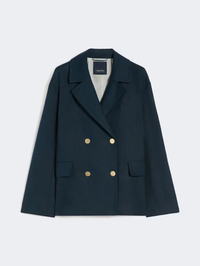 Double-breasted linen jacket, midnightblue
