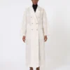 Double-breasted overcoat in fil coupa jacquard, sand Double-breasted overcoat in fil coupa jacquard, sand