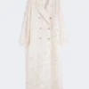 Double-breasted overcoat in fil coupa jacquard, sand Double-breasted overcoat in fil coupa jacquard, sand