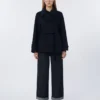 Double-breasted pure-wool cropped coat, midnightblue Double-breasted pure-wool cropped coat, midnightblue