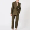 Double-breasted shantung blazer, kaki Double-breasted shantung blazer, kaki
