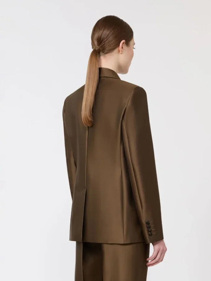 Double-breasted shantung blazer, kaki Double-breasted shantung blazer, kaki