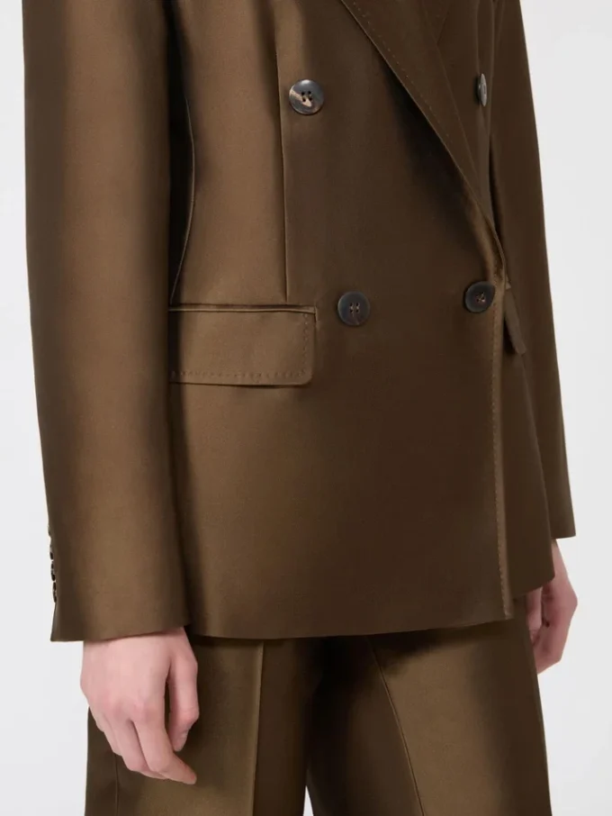 Double-breasted shantung blazer, kaki Double-breasted shantung blazer, kaki