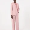 Double-breasted stretch wool blazer, antique rose