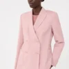 Double-breasted stretch wool blazer, antique rose