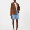 Double-breasted suede jacket, tobacco