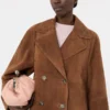Double-breasted suede jacket, tobacco