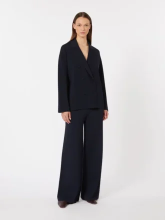Double-breasted viscose crepe jacket, ultramarine