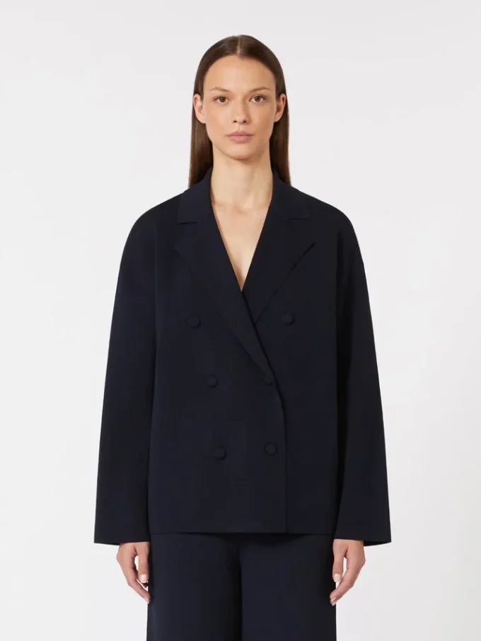 Double-breasted viscose crepe jacket, ultramarine Double-breasted viscose crepe jacket, ultramarine