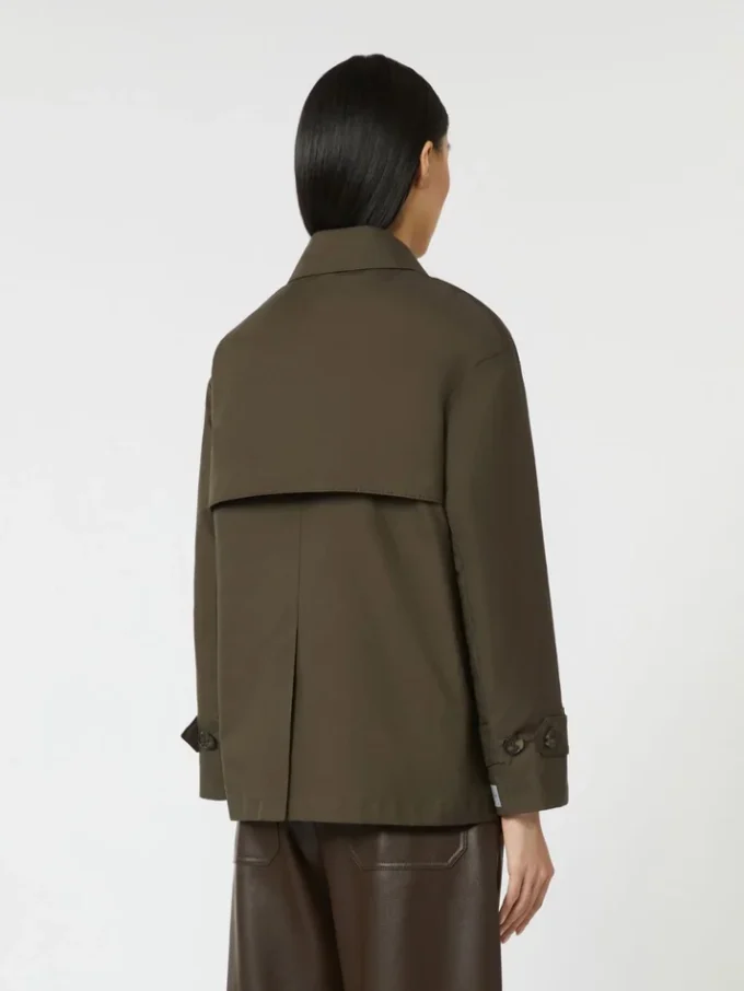 Double-breasted water-repellent cotton trench coat, green